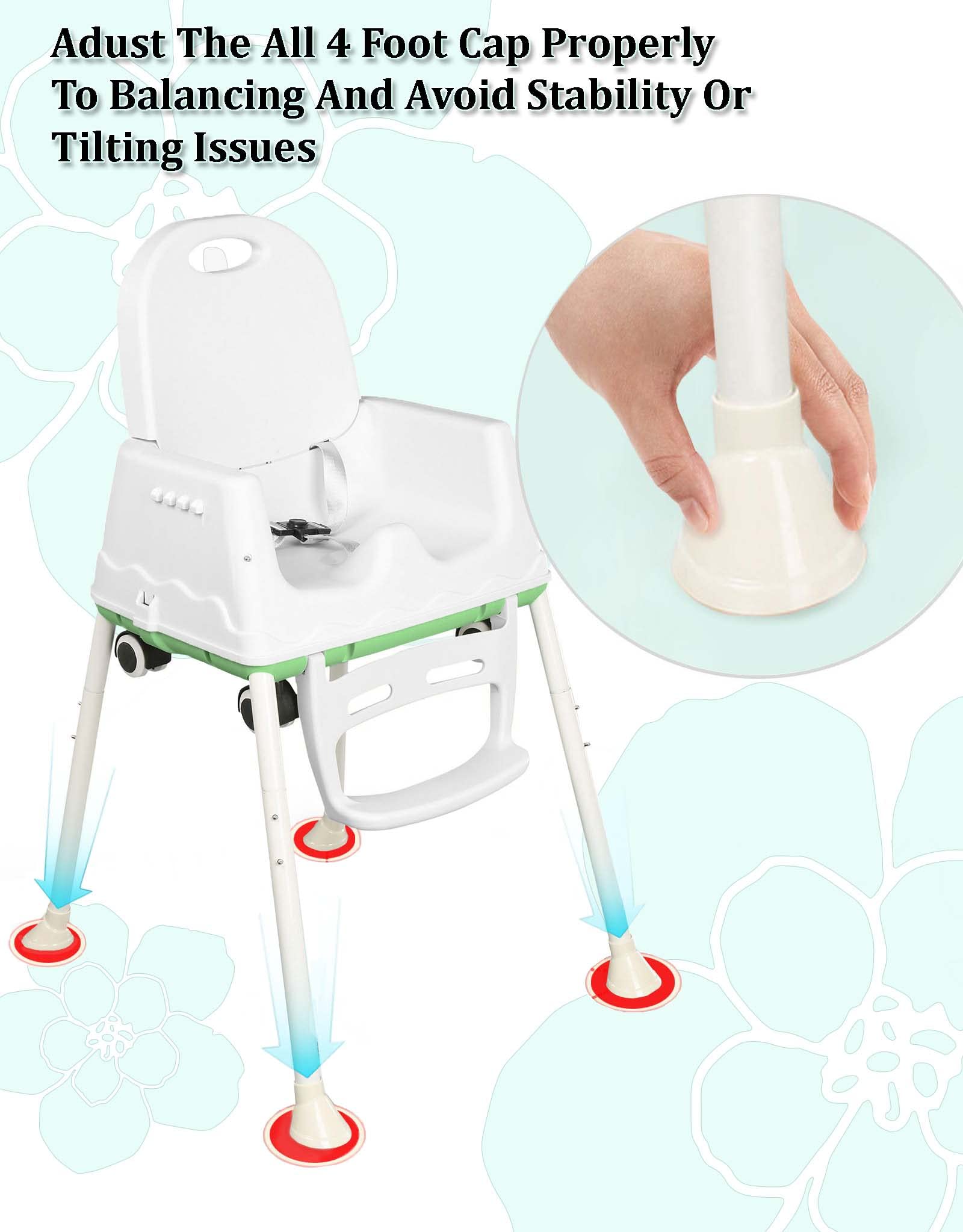 SYGA High Chair for Baby Kids,Safety Toddler Feeding Booster Seat Dining Table Chair with Wheel and Cushion(Green)