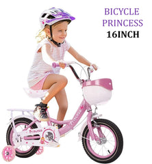 SYGA Princess Bicycles for Kids 4-7 Years Children's Basket Bicycle Magnesium Alloy (16INCH, Pink)