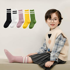 MOMISY 3 Pairs Combed Cotton Knee-High Socks, Striped (IN, Age, 0 Months, 12 Months, Striped)