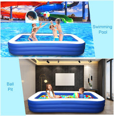 SYGA Rectangular Family Swimming Pool Inflatable Tub Kiddie Pool 3 Layer 150cm Length*105cm Width*55cm Height Bathtub for Kids, Adults, Outdoor, Garden, Backyard, Pool Party