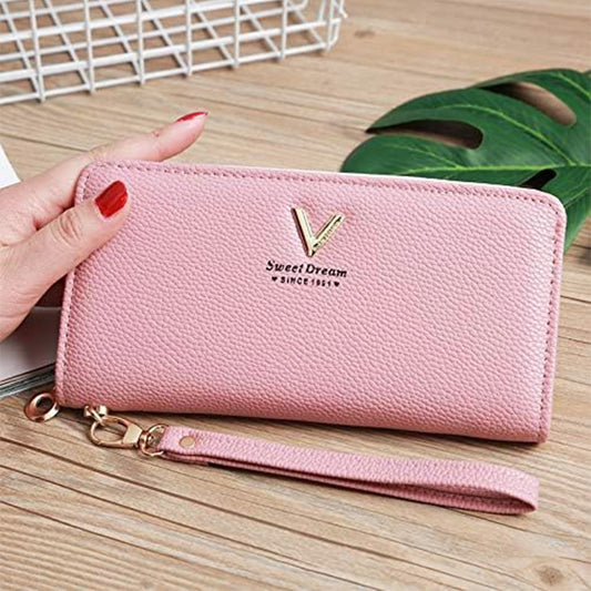 MOMISY Women's Girls PU Leather Party Wedding Clutch | Zipper | Ladies Purse Wallet Girls (Pink)