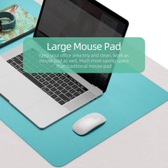 SYGA Desk Pad Protector Waterproof PU Desk Mat Blotters on Desktop Laptop Computer Gaming Keyboard Mouse Pad Non-Slip Desk Writing Mat Cover for Office & Home, Dark Cyan & Light Cyan - 60x30 cm