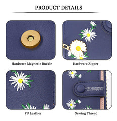 SYGA Women's Short Zipper Buckle Personalized Pu Leather Wallet Coin & Card Purse(Flower Blue)