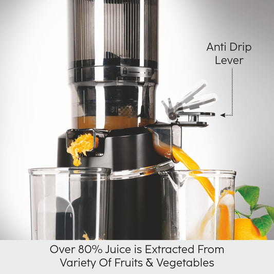 Glen Cold Press Juicer for Home, 250W, 130mm Large Feed, 1L Juice & 0.9L Pulp Cup, 3 Size Filter, Low Noise RPM, Fruit & Vegetable Slow Juicer Machine, Easy Clean - SA-4016HSJ