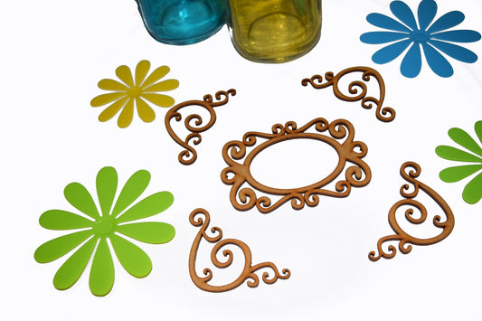 SYGA Floral Design Frame Scrapbook Decorative Wood Craft Items