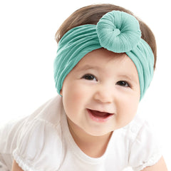 SYGA Pack Of 2 Baby Headbands Soft Cotton Strechable Turban Hairbands For Newborn Infant Toddlers Kids 0-3 Years (Pink-Grey)