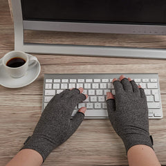 MOMISY Silicone Arthritis Gloves Women Men Hand Fingerless Compression Wrist Support Therapy Relieve Pain From Rheumatoid Rsi Carpal Tunnel For Typing Writing Dailywork-1 Pair, Grey, Small
