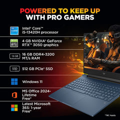 HP Smartchoice Victus, 13th Gen Intel Core i5-13420H, 4GB RTX 3050, 16GB DDR4(Upgradeable) 512GB SSD, 144Hz, 300nits, FHD, 15.6’’/39.6cm, Win11, Office24, Blue, 2.29kg, fa2190/fa2191tx Gaming Laptop