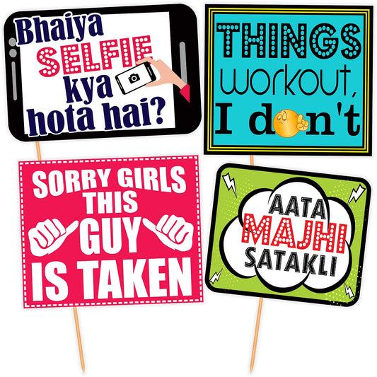 Syga Fun Moment Wedding Party Photo Booth Props - Set of 12