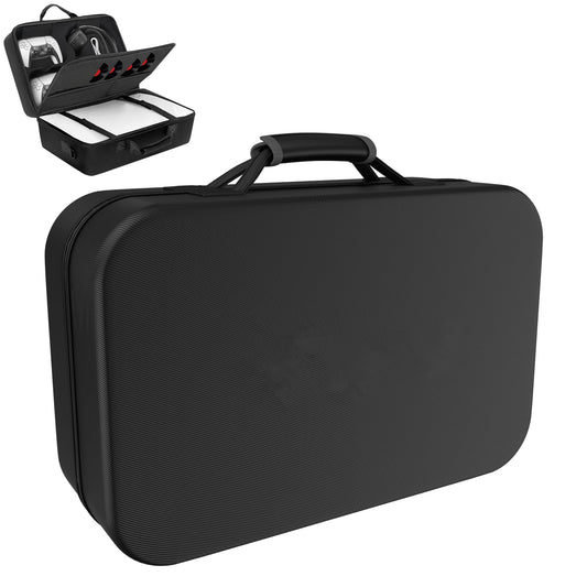 Sounce Premium Hard Shell Travel Briefcase for PS5 Console â€“ Shockproof & Waterproof Carrying Case for PlayStation 5 with 2-Tier Storage, Shoulder Strap â€“ Fits Console, Controllers Accessories â€“ Black