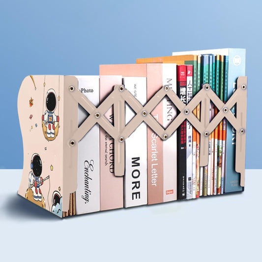 SYGA Adjustable Decorative Bookends for Home Office Metal Bookends for Heavy Books, Book Organizer for Desk Ideal Bookends for Shelves (Beige)