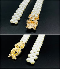 SYGA Pearl Adjustable Waist Belt with Hollowed Tassel Detail, Suitable Size for Waist 24-34 INCH
