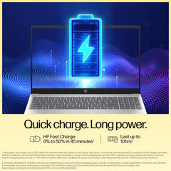 HP 15, AMD Ryzen 5 7430U (16GB DDR4, 512GB SSD) FHD, Anti-Glare, Micro-Edge,15.6''/39.6cm, Win11, M365 Basic(1yr)* Office24, Silver,1.59kg, fc0389AU, AMD Radeon, FHD Camera w/Shutter, Backlit Laptop
