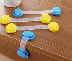 SYGA 4 Pcs Baby Safety Locks | Child Proof Cabinets, Drawers, Appliances, Toilet Seat, Fridge and Oven | Tools Not Required | Uses Dual Adhesive Tape and Latch System (Blue Lining)