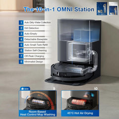 ECOVACS DEEBOT T80 Omni 2 in 1 Robot Vacuum Cleaner & Mop, 2025 New Launch, 18000 Pa, 6400 mAh Battery, OZMO Roller Real-Time Mop Washing, Self-Emptying, Hot Air Drying, AI ReMop 2.0, ZeroTangle 3.0