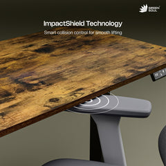 Green Soul Imperium Pro Height Adjustable Table for Office Work|Smart Everyday Ergonomic Table|Impactshield Anti-Collision|3 Year Warranty|Installation Provided (Antique Wood,1500Mm/5 Ft Top),Brown