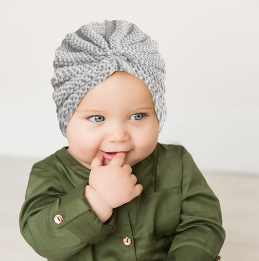 SYGA Pack of 2 Baby Cap & Headband Woolen Soft Stretchable Hat and Ears Warm Headband for Newborn Baby Winter Cap 0-3 Years - Pink