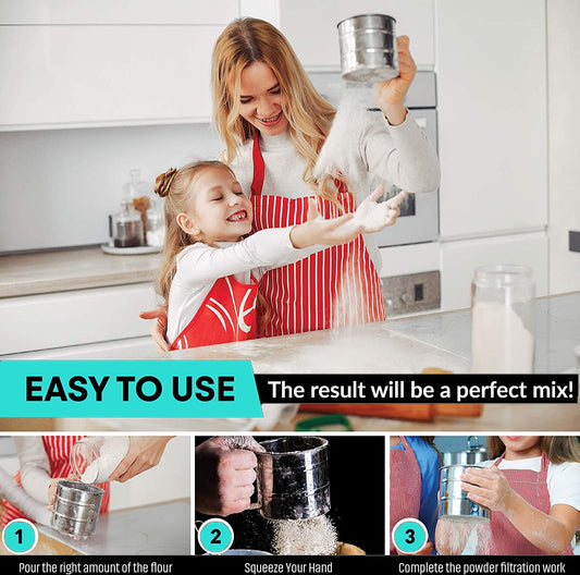SYGA Baking Stainless Steel Shaker Sieve Cup Manual Flour Sifter with Measuring Scale Mark for Flour Icing Sugar