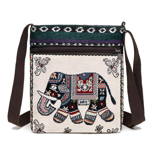 SYGA Women's Jacquard Cloth Material With Butterfly Pattern, Sling Bag