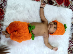 MOMISY Baby Photography Props, Includes Pant & Cap for Kids Parties Anniversaries Photography-Set of 2 Pieces-OrangeGreen- (0-6 Months)