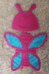 MOMISY Newborn Photography Props Baby Girl Boy Photo Props for Infant Hand Crocheted Butterfly Outfit-Pink Blue