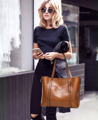 SYGA Women's Shoulder Leather Crossbody Tote Bag with Multiple Internal Pockets in Pretty Color (LIGHT BLUE)