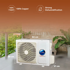 Lloyd 2.0 Ton 5 Star Inverter Split AC (5 in 1 Convertible, Copper, Anti-Viral + PM 2.5 Filter, White with Golden Deco Strip, GLS24I5FWGEV)