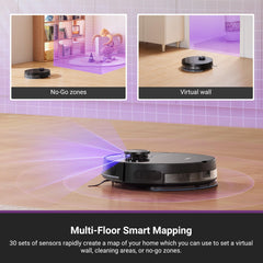 Eureka NER710 2-in-1 Robot Vacuum & Mop with 8000Pa suction, 5th-Gen LDS laser navigation, multi-floor mapping, 180-min runtime, 3-in-1 cleaning for pet hair, carpets & hard floors, App/Alexa support.