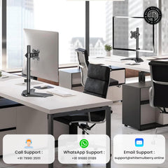 White Mulberry |DIY| Height Adjustable Monitor Stand Mount | Supports 17-32 Inch Screens| 10 Kg Screen Load | VESA 75X75 & 100X100 | Freestanding Monitor Mount | Black - (Single Screen)