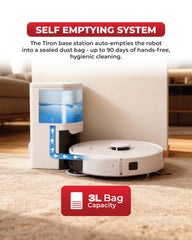 TIRON TRV 30S Robot Vacuum Cleaner, Advanced Self-Empty Station, 10000 Pa Suction, 5200 mAh, Advanced Spin Mop & LIDAR Navigation, Edge Cleaning, Obstacle Climbing, Designed for Indian Homes