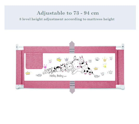 SYGA 1.5 Meter Animal Print Baby Safety Bed Rail_Pink