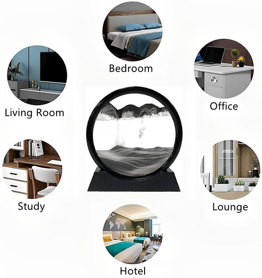 SYGA Quicksand Art Living Room Decoration Creative 3D Hourglass Painting Home Gift (12 Inch, Black)