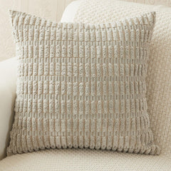 MOMISY Corduroy Cushion Throw Pillow Covers Pink 45 x 45cm, 18x18 inch (Light Grey, 2)