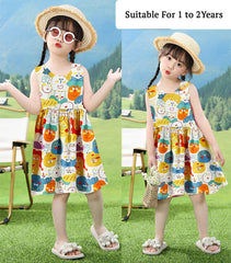 SYGA Baby Girls Cotton Silk Summer Dress Perfect Outfit for Your Little Princess 110 Yard, Suitable for Age 2-3 Years Old(Pink Flower)