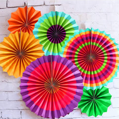 SYGA Paper Hanging Fans, Hanging Fiesta Paper for Decoration Set, Blue - Pack of 12
