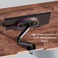 Flowlyf Premium Gas Spring Monitor Arm | 17-32" Screen Monitor VESA Mount |Gorgeous Black & White Color Combo| Height Adjustability | 360 Degree Rotation | 10kg Weight Capacity | 2 Way Wire Manager