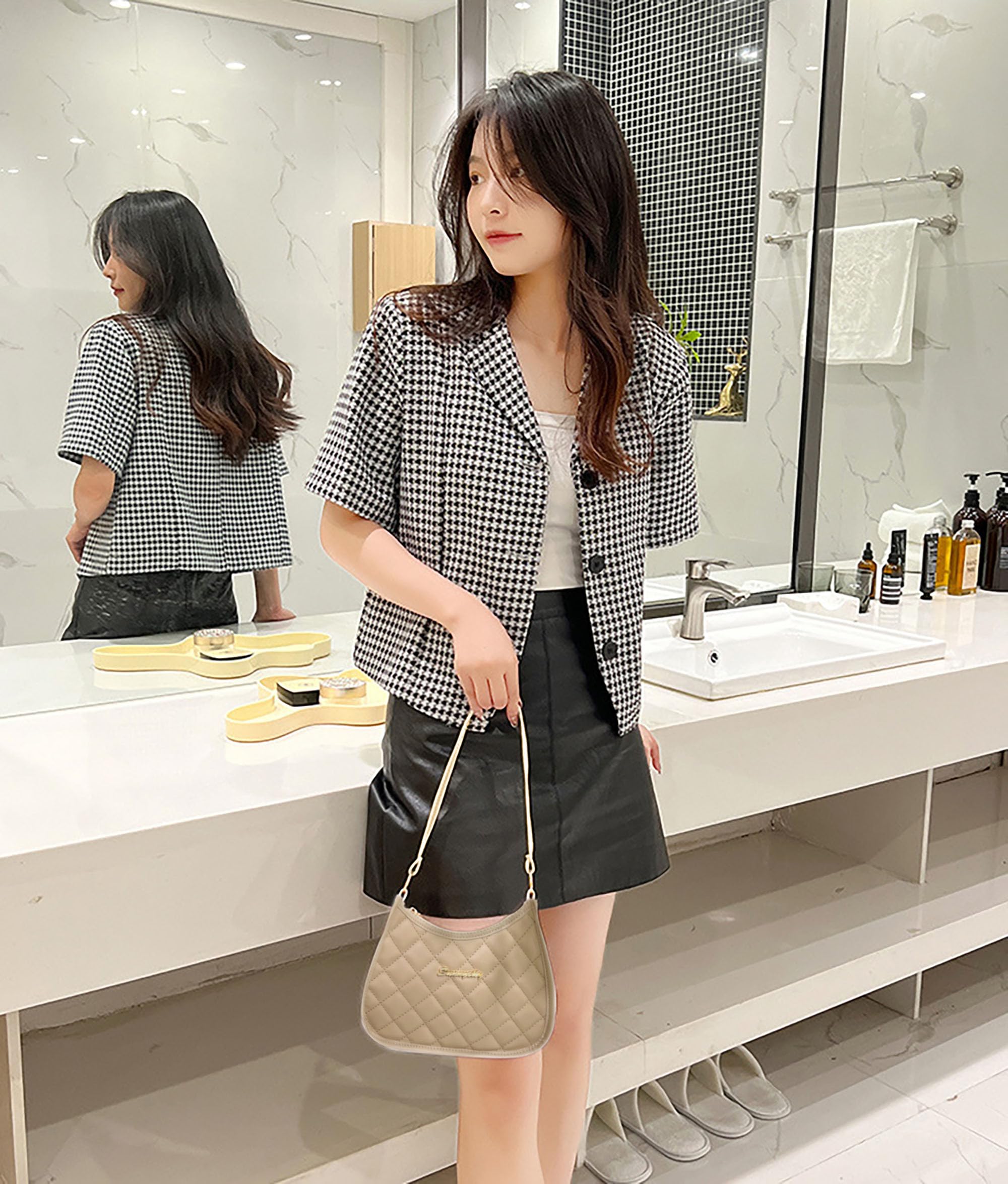 SYGA Women's Embroidered Armpit Handbags Fashion Khaki Versatile Shoulder Bag