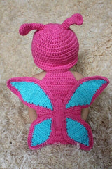 MOMISY Newborn Photography Props Baby Girl Boy Photo Props for Infant Hand Crocheted Butterfly Outfit-Pink Blue
