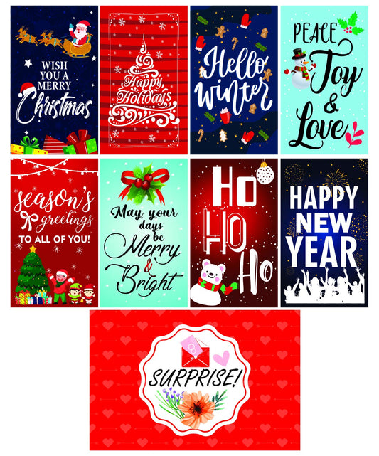 SYGA New 8 Pieces Christmas Greeting Cards for Your Family,Friends with Envelope