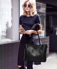 SYGA Women's Shoulder Leather Crossbody Tote Bag with Multiple Internal Pockets in Pretty Color (LIGHT BLUE)