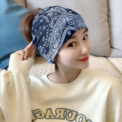 MOMISY Soft Stretch Chemo Scarf Beanie | Breathable Slouchy Hat with Stylish Prints for Women (Navy)