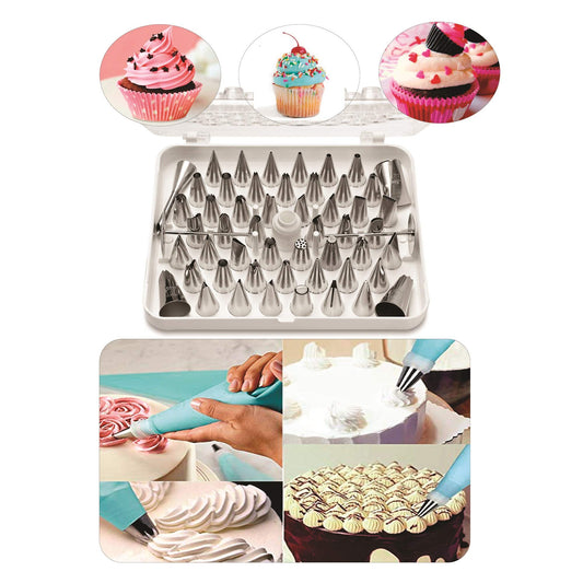 SYGA Cake Decoration Tips Set - 54 Pcs Professional Stainless Steel Piping/Dispenser Nozzle Kit,for Cakes Cupcakes Cookies Pastry