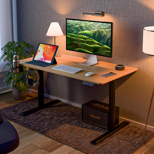 Green Soul Imperium Height Adjustable Table for Office Work | Everyday Ergonomic Desk with One Piece Top | Advance Memory Preset | 3 Year Warranty | Installation Provided (GreyOak,1100 x 600 Top)