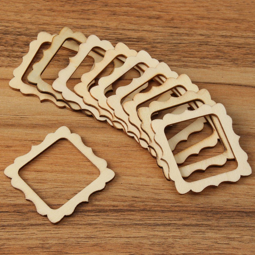 SYGA Set of 30 Square Round Scrapbook Decorative Wood Craft Items