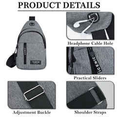 MOMISY Sling Chest Bag For Men Waterproof Sling Backpack Bag Cross body Bag for Travel | Hiking | Jogging | Gym | Picnic & Daily Use (Grey)