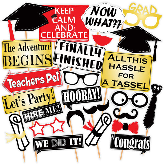 SYGA Graduation Party Photo Booth Props Craft Item, Multi Color (Set of 23)