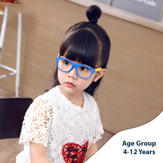SYGA Children's Anti-Blue Light Glasses For Boys And Girls Silicone Goggles Myopia Glasses 4-12 Years old (black frame)