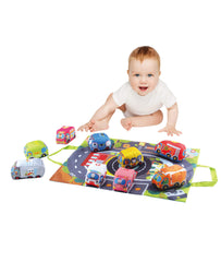SYGA Soft Cars Toys,Town Play Mat,9 PCs Toddler Cars Activities Cloth Vehicles Toy Car Set.