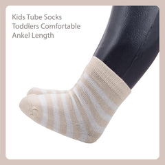 MOMISY 5 Pairs Baby Kids Girl Boys Tube Socks Toddlers Comfortable Ankel Length gifts (Striped, 1 to 3 year)
