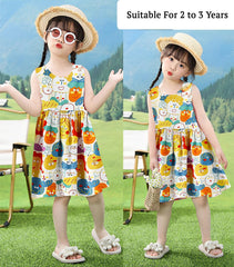 SYGA Baby Girls Cotton Silk Summer Dress Perfect Outfit for Your Little Princess 110 Yard, Suitable for Age 2-3 Years Old(Pink Flower)